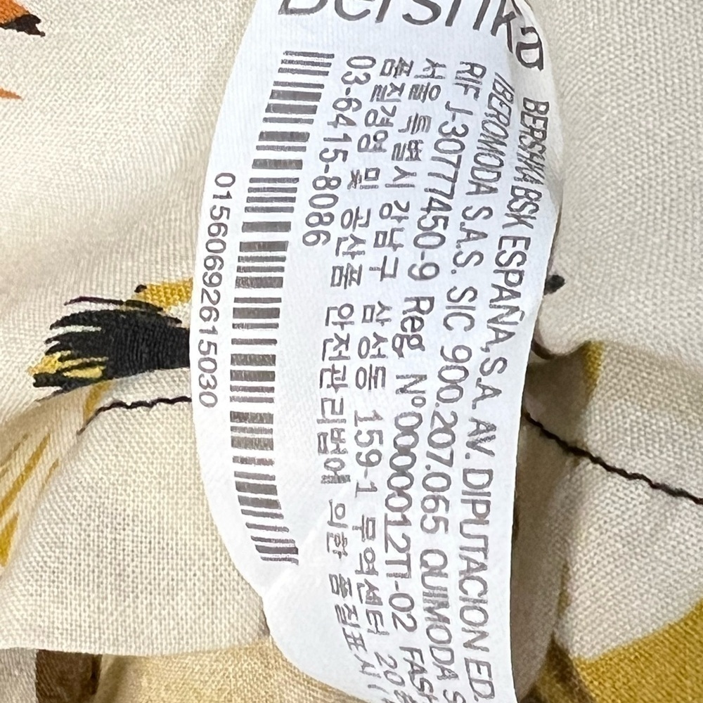 Bershka Tropical Fall Colors Print Short Sleeve Button Down Shirt Size M - Picture 6 of 6